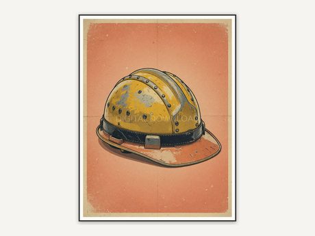 vintage hard hat with metal rivets