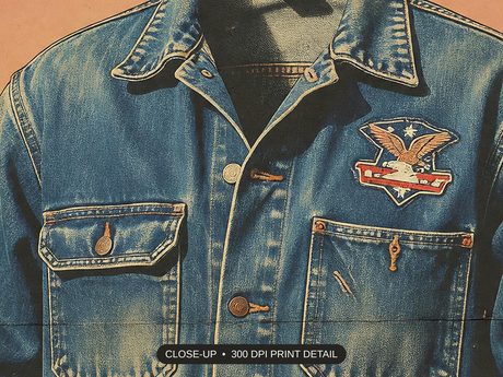Close-up print detail of the vintage workwear art artwork at 300 DPI