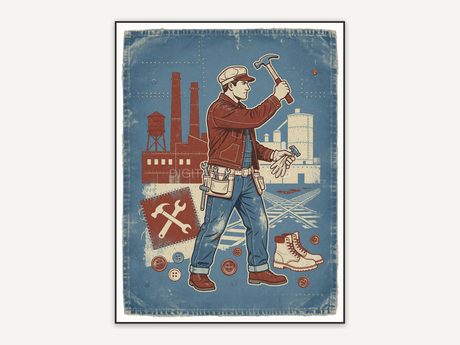 faded denim jacket poster style art