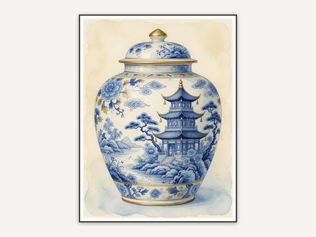 Pagoda scene on porcelain