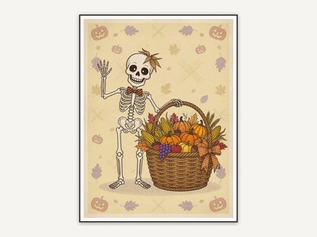 friendly skeleton waving