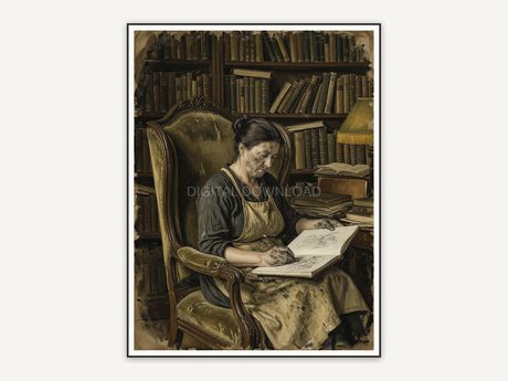Artist in wingback chair