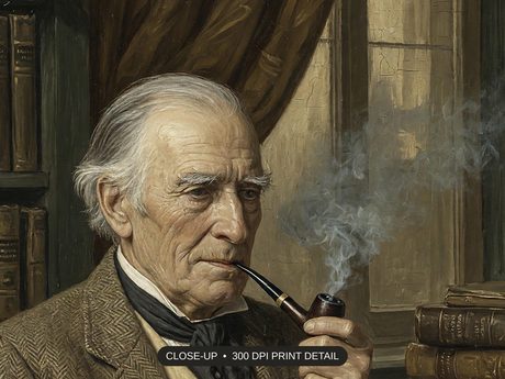 Close-up print detail of the vintage portrait artwork at 300 DPI