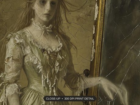 Close-up print detail of the halloween decor and spooky season wall art artwork at 300 DPI