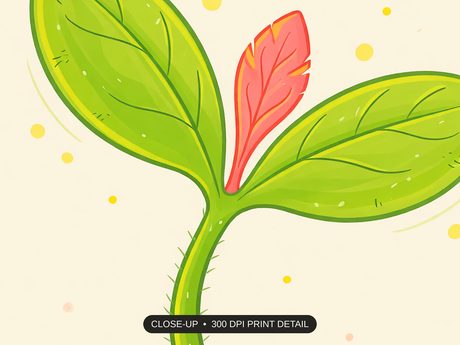 Close-up print detail of the growth mindset illustrations artwork at 300 DPI