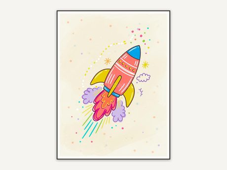 Rocket icon print on cream
