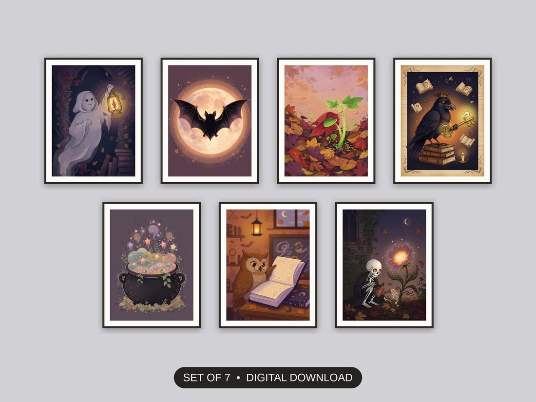 Set of 7 growth mindset printable prints shown as a gallery wall