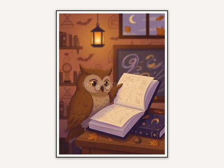 owl with spectacles and book