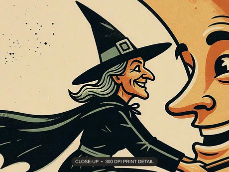Close up of the Halloween print detail at 300 DPI print resolution