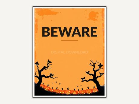 Halloween printable wall art design from the 120 print bundle shown framed