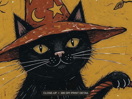 Close-up print detail of the halloween print set artwork at 300 DPI