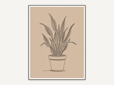 Elegant single line snake plant illustration