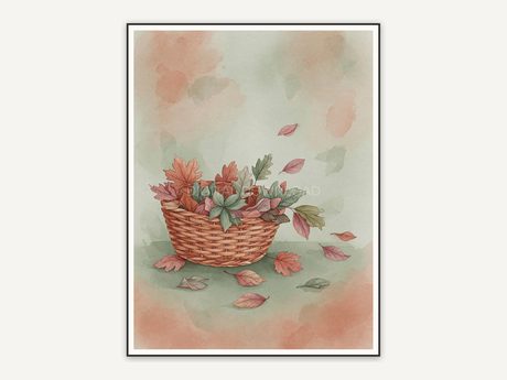 woven basket with leaves fall still life