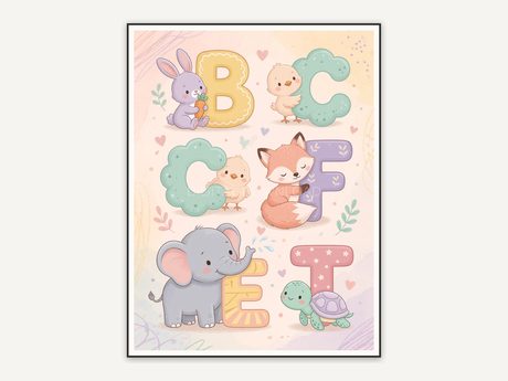 Baby cat with letter C in pastel tones