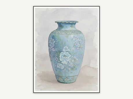 Tall blue urn with relief