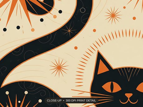 Close-up print detail of the halloween decor and spooky season wall art artwork at 300 DPI