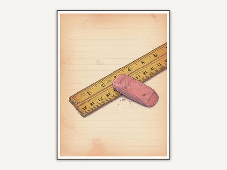vintage ruler and eraser illustration