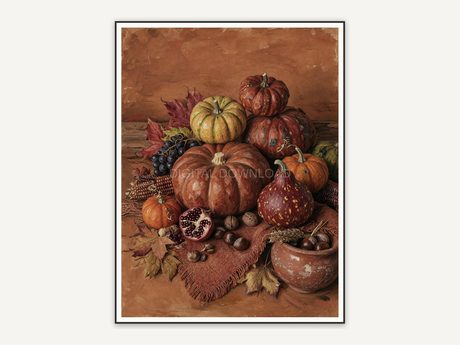 cozy fall pumpkin illustration in rustic style