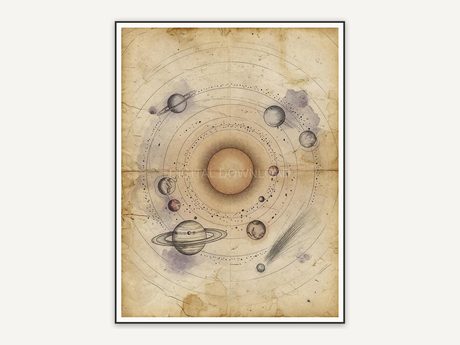 Vintage solar system diagram print
