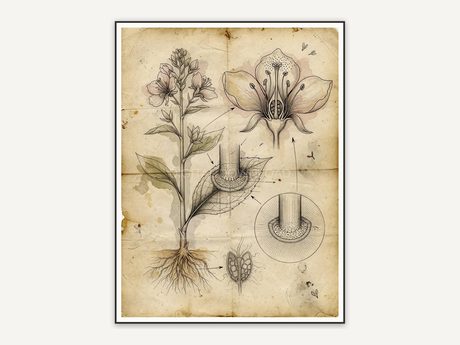 Vintage plant anatomy diagram print