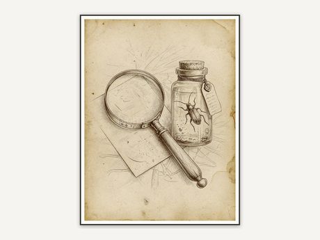 Magnifying glass and specimen jar