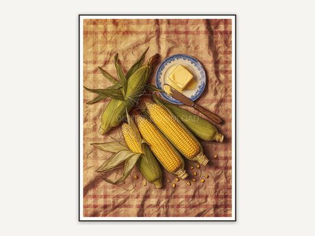 Corn and butter still life print