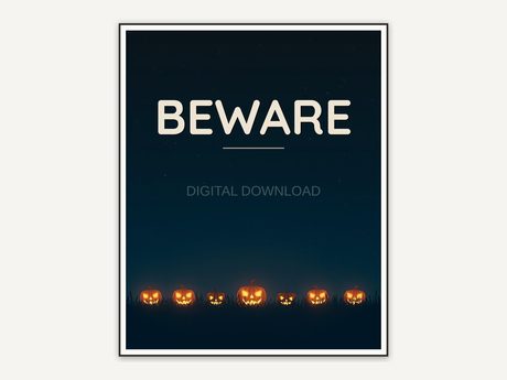 Halloween printable wall art design from the 120 print bundle shown framed