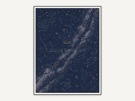 Vintage celestial line art